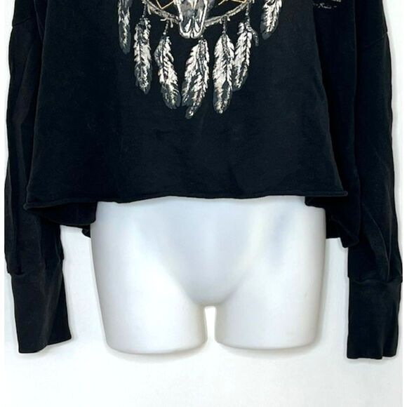 DENIM & SUPPLY RALPH LAUREN BLACK STEER SKULL DREAM CATCHER KNIT TOP SIZE MEDIUM - Picture 5 of 12